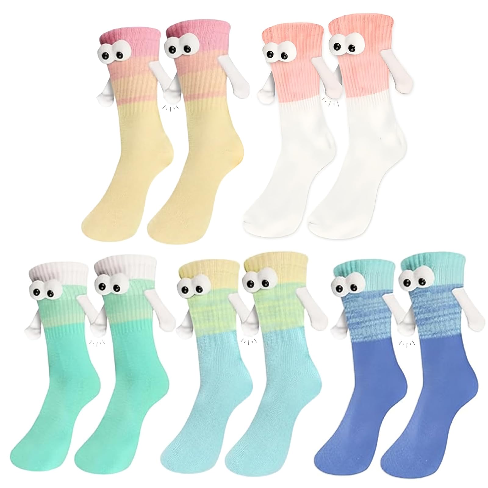 Funny Socks Gifts for Women Men,5 Pairs Novelty Magnetic Socks,Cute Fun Couple Socks for Chriatmas Birthday Gifts