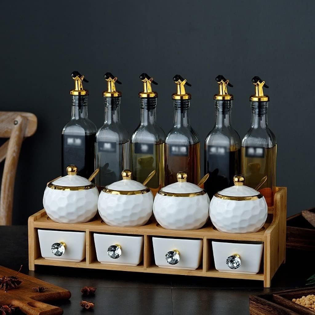 Gewürzdosen, Set – Elegantes Glas und Keramik Salz-, Pfeffer-, Zucker- Soßenbehälter 200 ml, 280, 300, 500 Aufbewahrungsbehälter for Küchengewürze