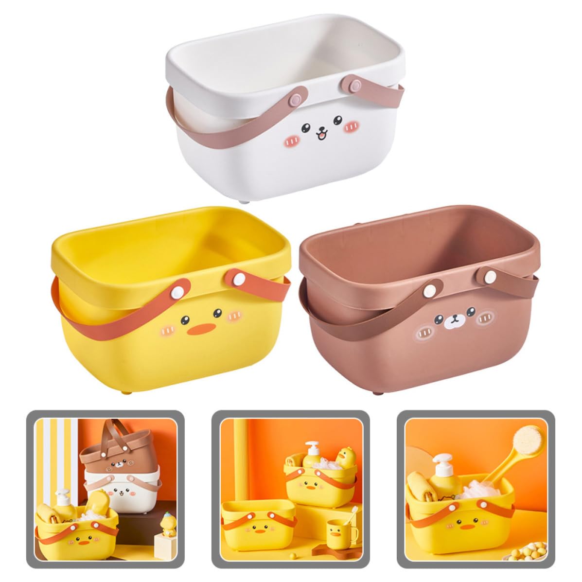 CRAFTHROU Cesta de Ducha Portátil de 3 Piezas para Baño con Gran Capacidad, Resistente al Desgarro y Material Pp, Adecuado para Organizar Suministros de Baño
