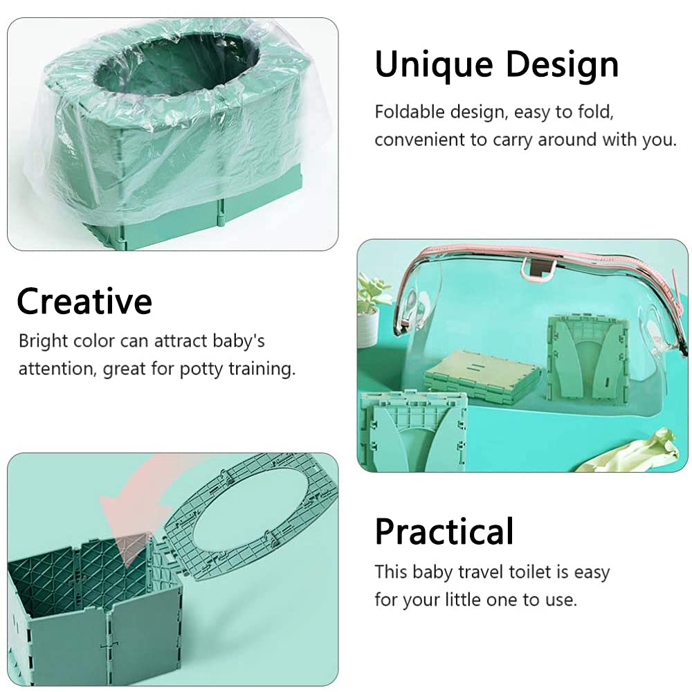 Toilette per Bambini Portatile, Vasino da Bagno per Bambini, Vasino Portatile da Viaggio Sedile, Bambini Vasino da Viaggio, con Custodia e 15 Sacchi della Spazzatura, Toilette per Neonati e Bambini
