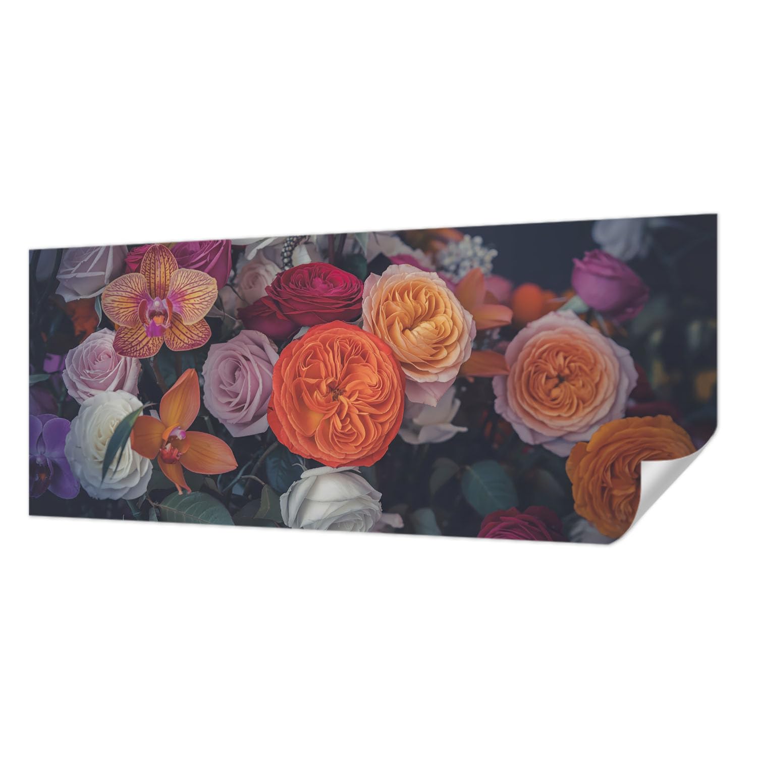 Papier peint autocollant 250x104 cm panoramique bouquet coloré résistant