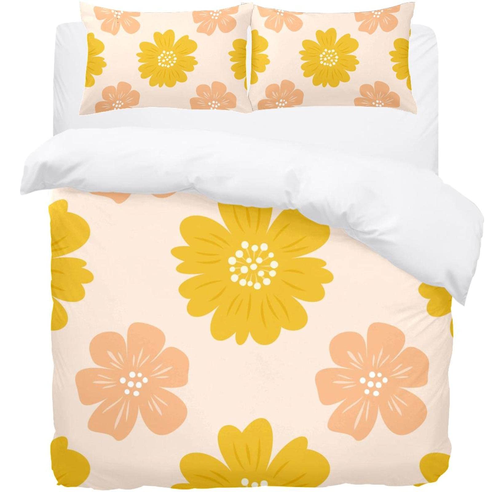 Parure de lit floral jaune et orange pour ensoleiller votre chambre à coucher individuelle