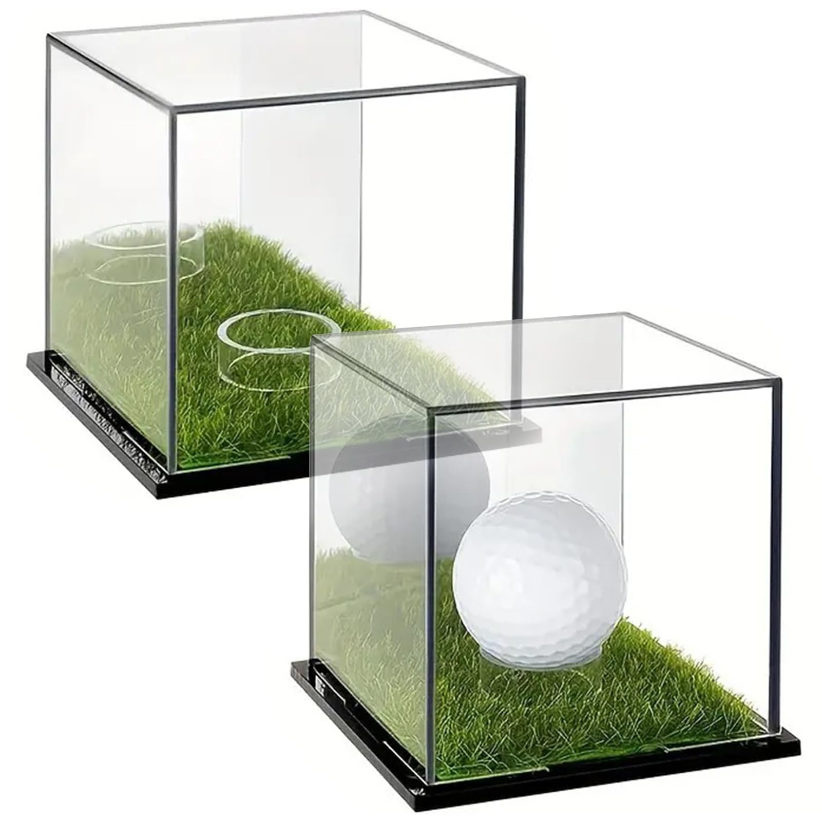 Support de balle de golf transparent, affichage transparent de balle de golf,2X Cube de balle de golf simple en acrylique | Boîte de rangement, protection contre la poussière, boîte d'affichage pour b