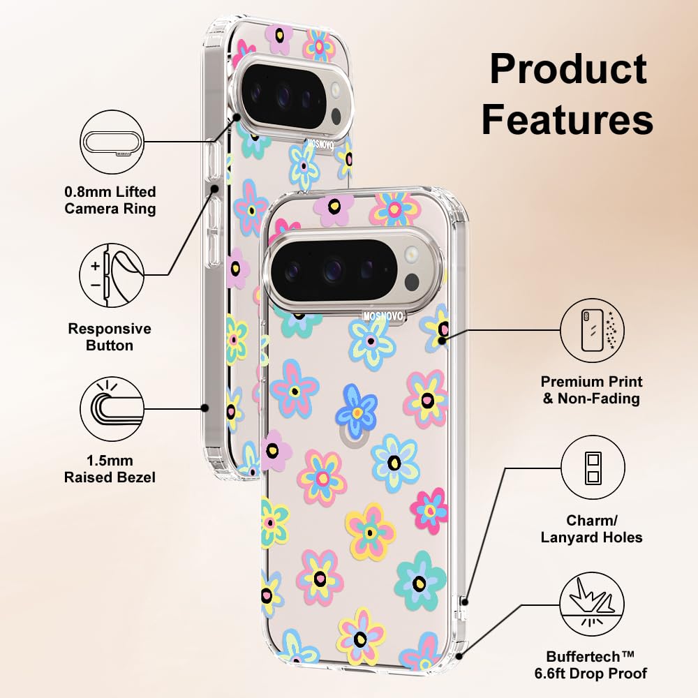 MOSNOVO Case for Google Pixel 10 & Pixel 10 Pro, [Buffertech 6.6ft Military-Grade Drop Protection] [Anti Peel Off Tech] Clear TPU Bumper Phone Case Cover Design - Cute Cherry — view 508
