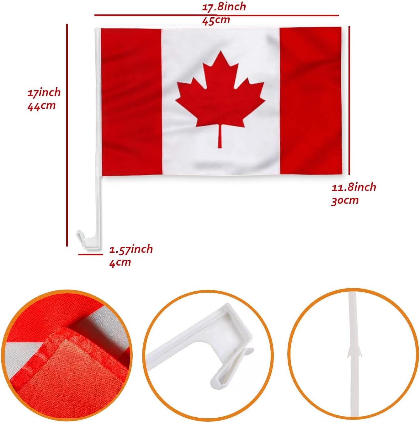 Canada Flag Kit – 4 Piece Canadian Flag Bundle with 3×5 ft Canada Flag with Grommets, 2 Car Window Flags 7.5×17 in with 17 in Pole, Mini Handheld Canada Stick Flag – Perfect for Canada Soccer Team