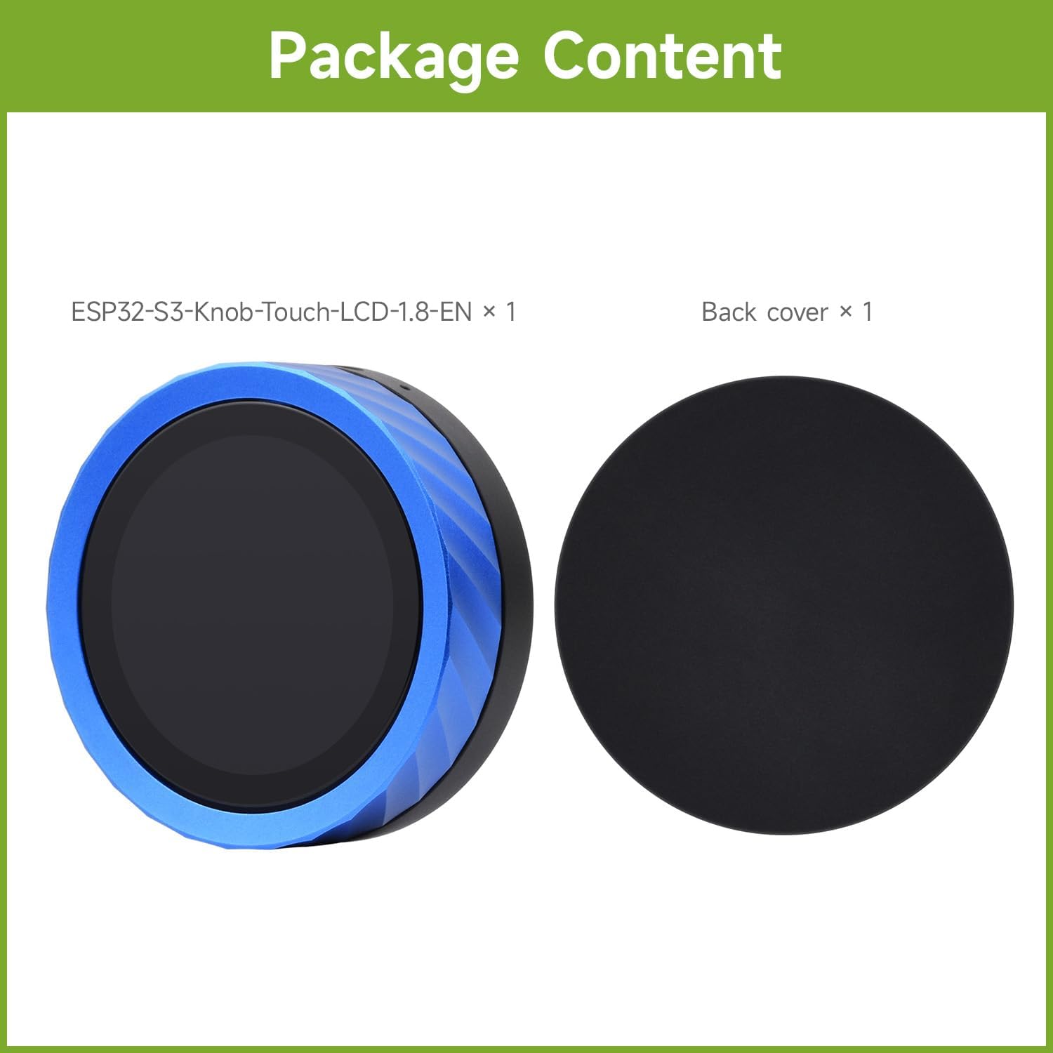 Package contents of waveshare ESP32-S3 Knob Display Development Board