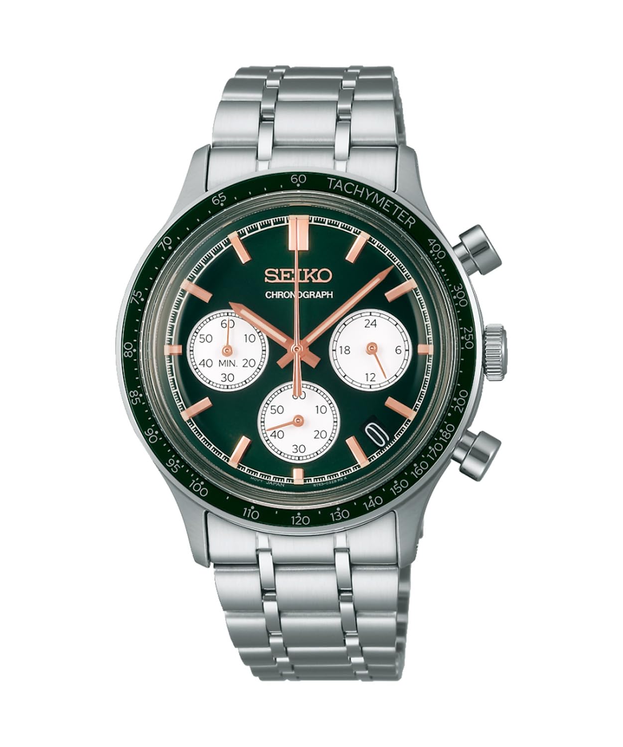 Seiko Cronógrafo Deportivo para Hombre, 38 mm, Verde, Deportivo
