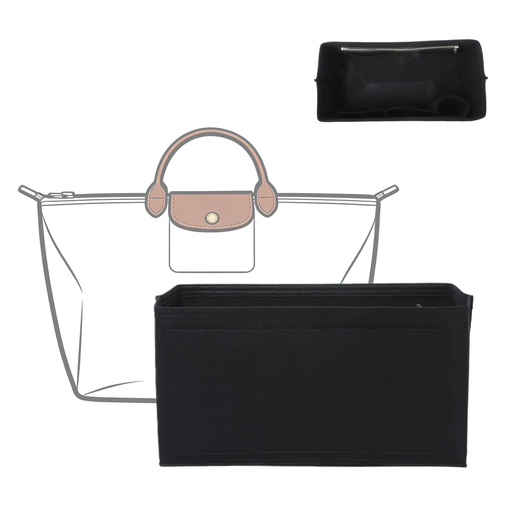 Longchamp Organizer Insert Compatible with Le pliage Large Medium Small Mini and More
