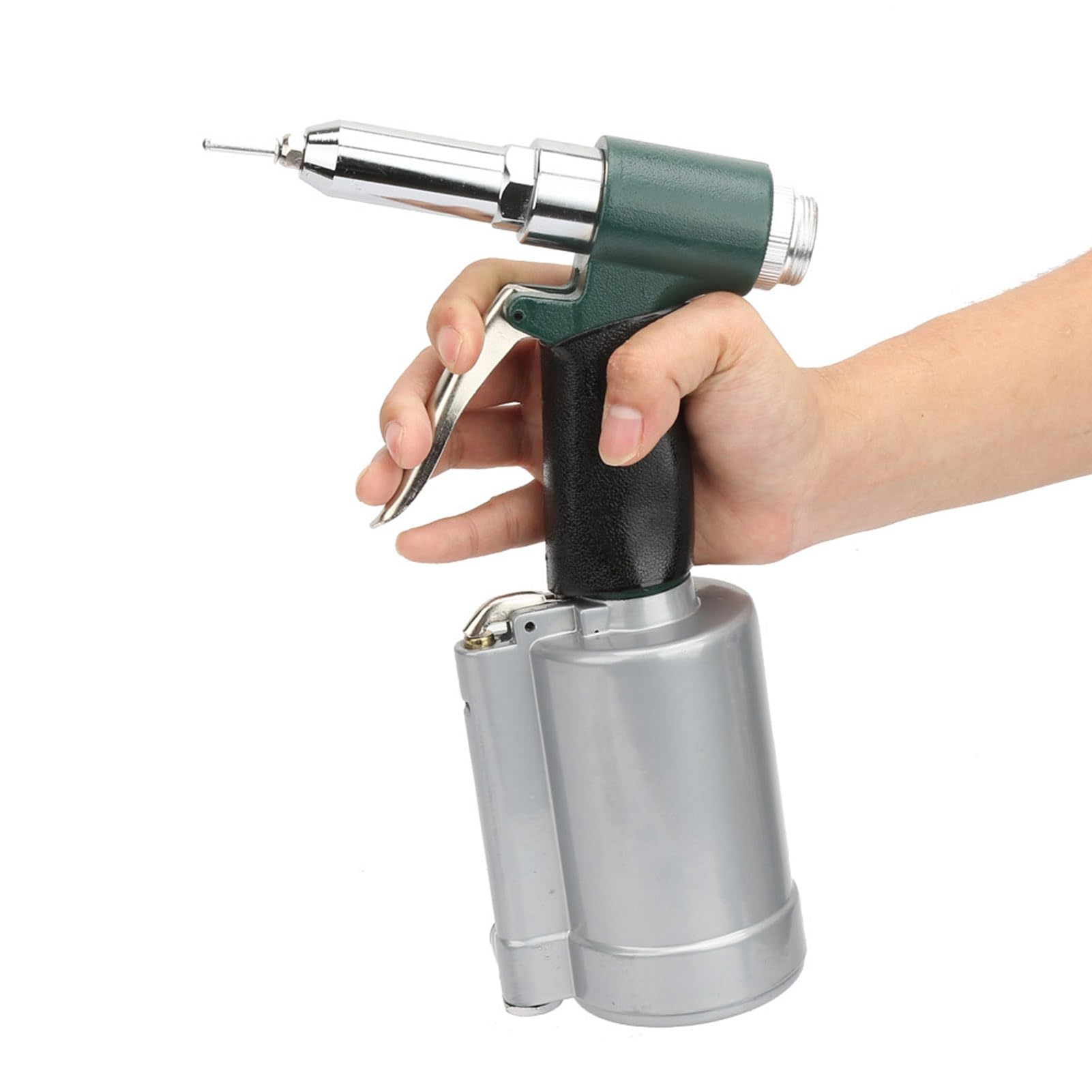 Pistola Remachadora Neumática Hidráulica Automática, Juego de 4 Boquillas para Remaches 2.4-4.8mm, Herramienta Industrial para Taller y Construcción