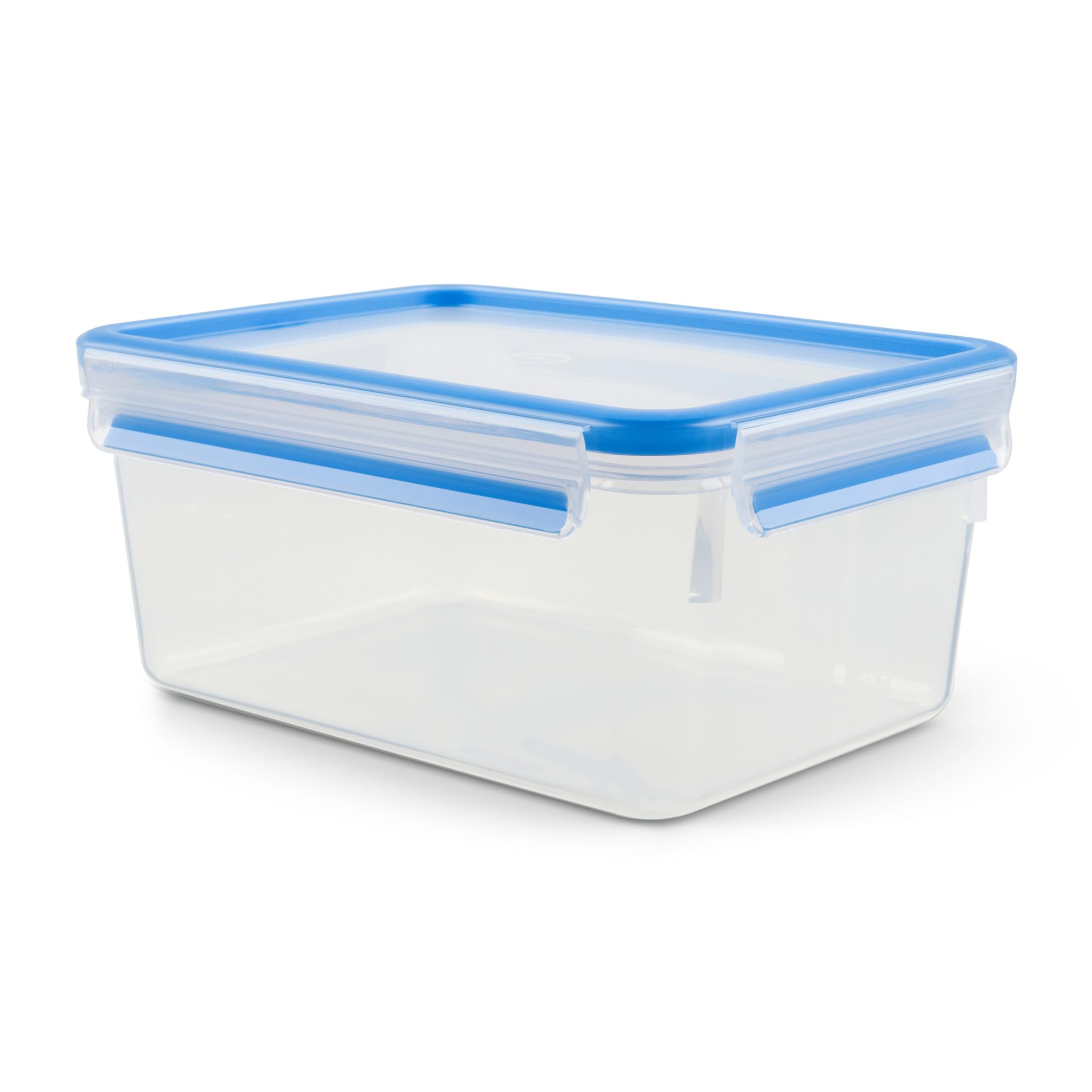 EMSA Clip & Close Frischhaltedose, rechteckig, 2,2 L, Aufbewahrungsbox, 100 Prozent dicht, spülmaschinen-, gefrier-, mikrowellenfest, Transparent, Blau, Made in Germany, 508544