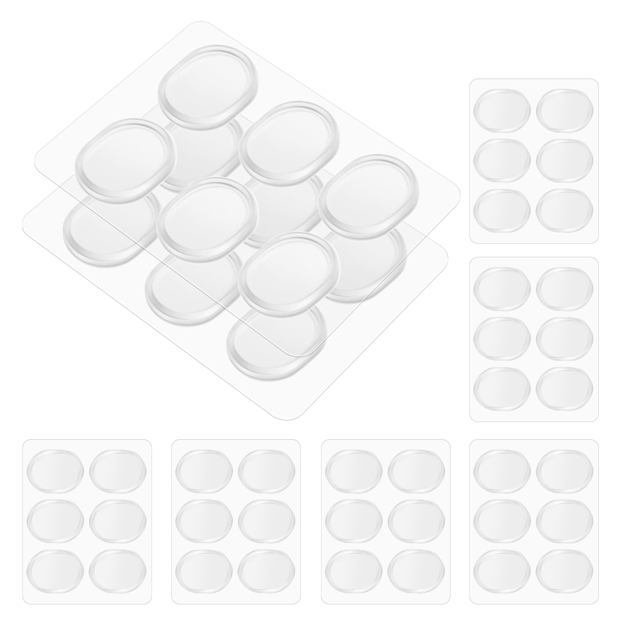 Flexzion Cuscinetti in gel per tamburo, 48 pezzi, trasparenti, smorzatori di risonanza, controllo oververtone, lavabili, resistenti, adesivi, riutilizzabili, per smorzare la testa, set di piatti