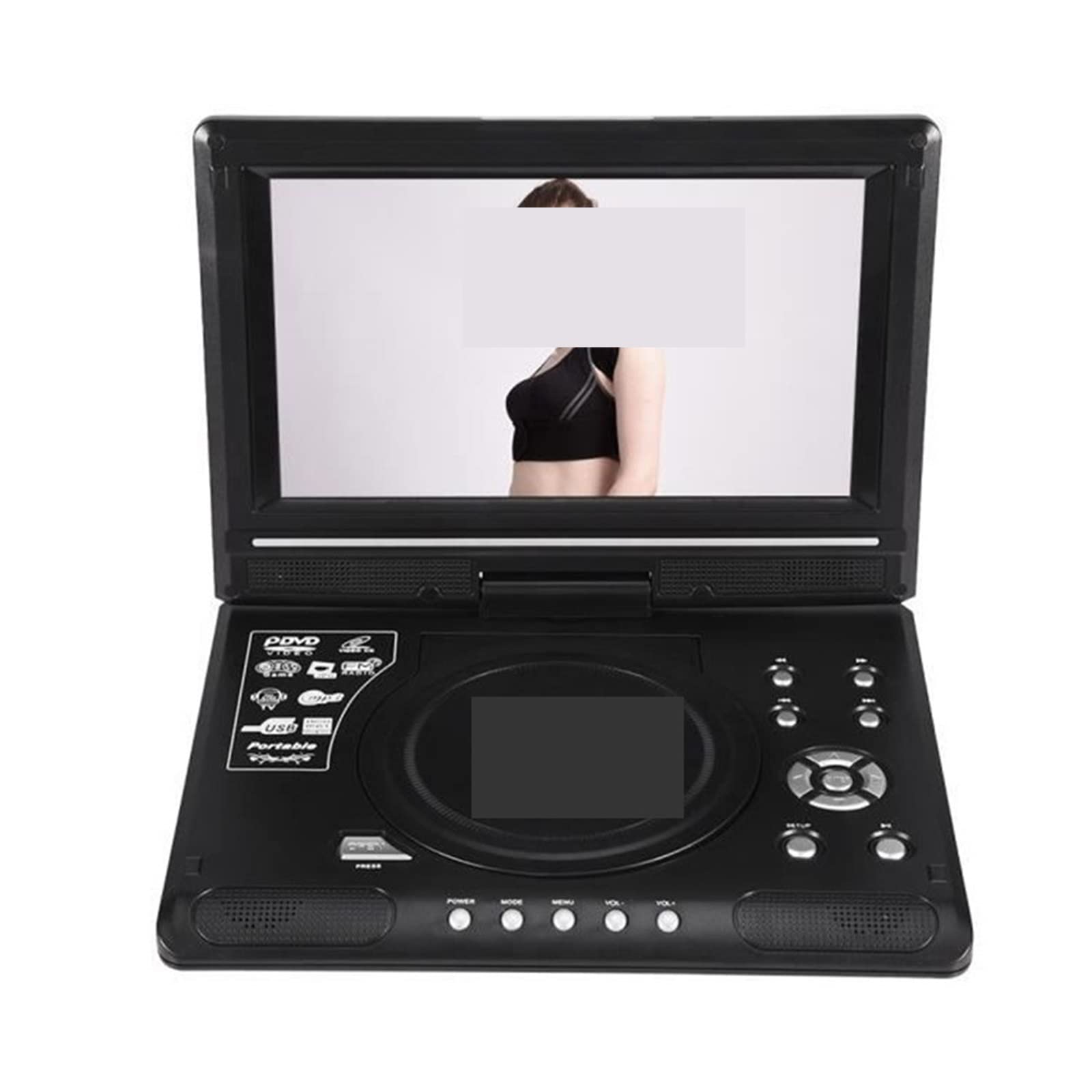 Lecteur DVD Portable, 9,8 Pouces Portable Accueil Voiture Lecteur DVD VCD CD Jeu TV Lecteur USB Radio Adaptateur, Prend en Charge Plusieurs Médias