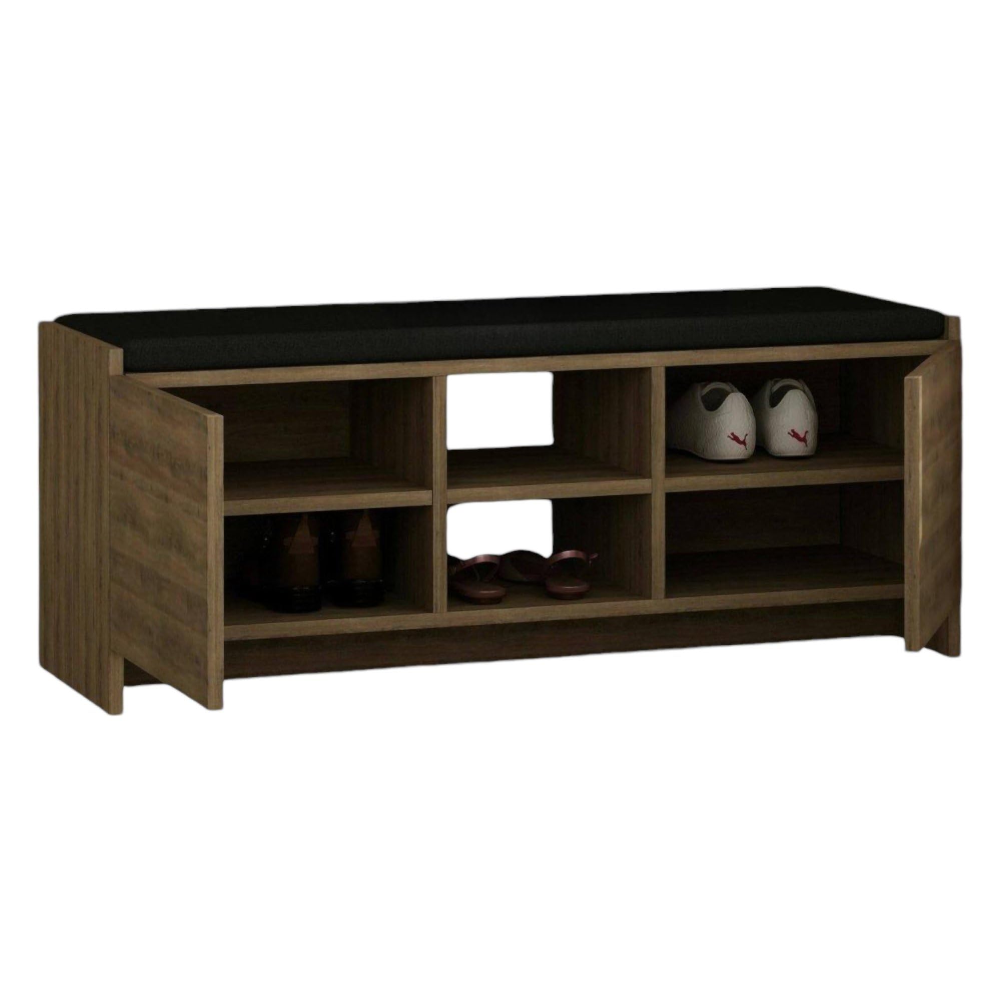 Dmora - Scarpiera Algedi, Mobile portascarpe, Armadio da ingresso multiuso, Mobiletto per calzature, 110x37h43 cm, Rovere