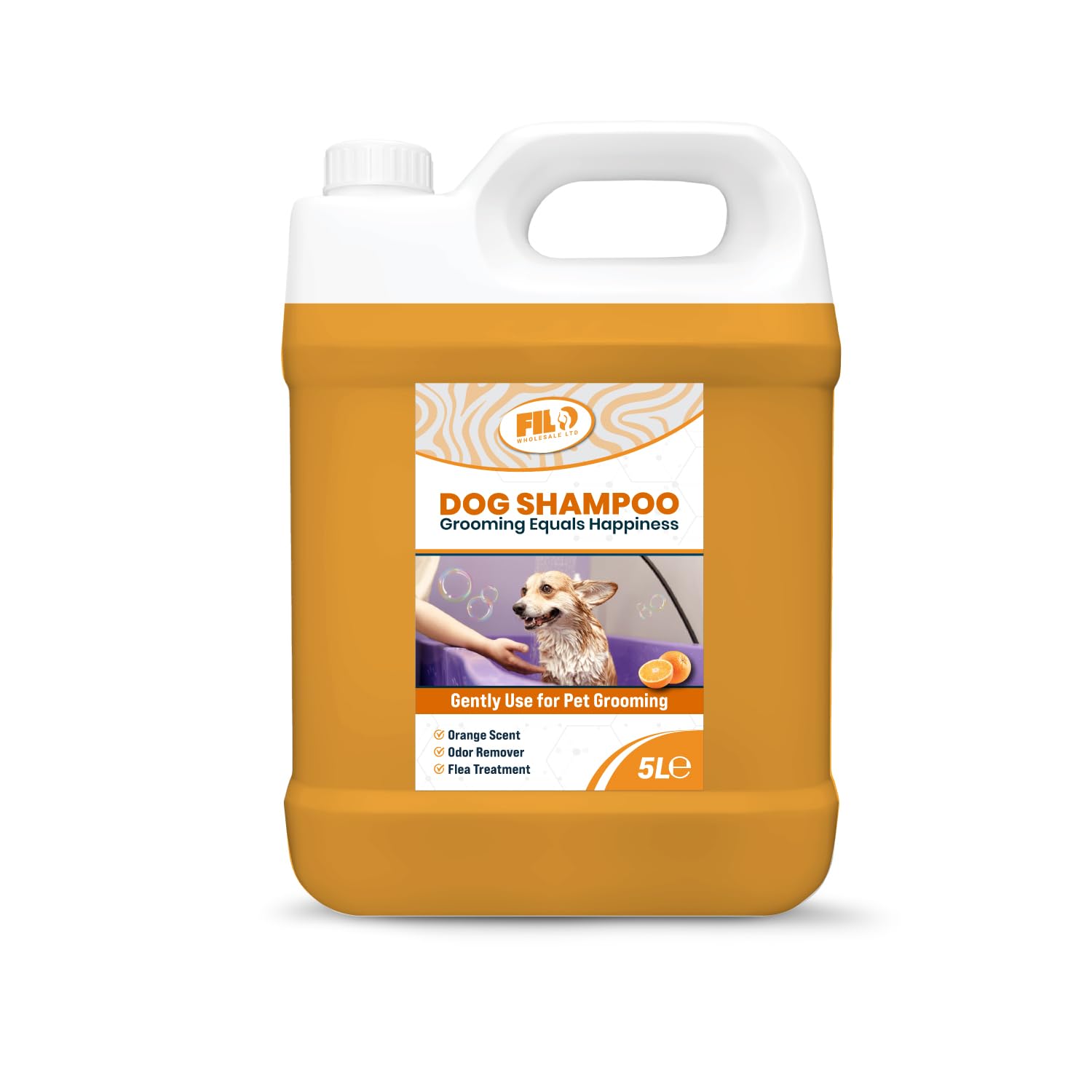 FILO Dog Shampoo Sensitive Skin 5L | Orange Scent, Dog Shampoo for Itchy Skin Gentle & Concentrated Formula | Safe for Puppies Sensitive Skin & All Breeds Dogs Odor Control & Shine