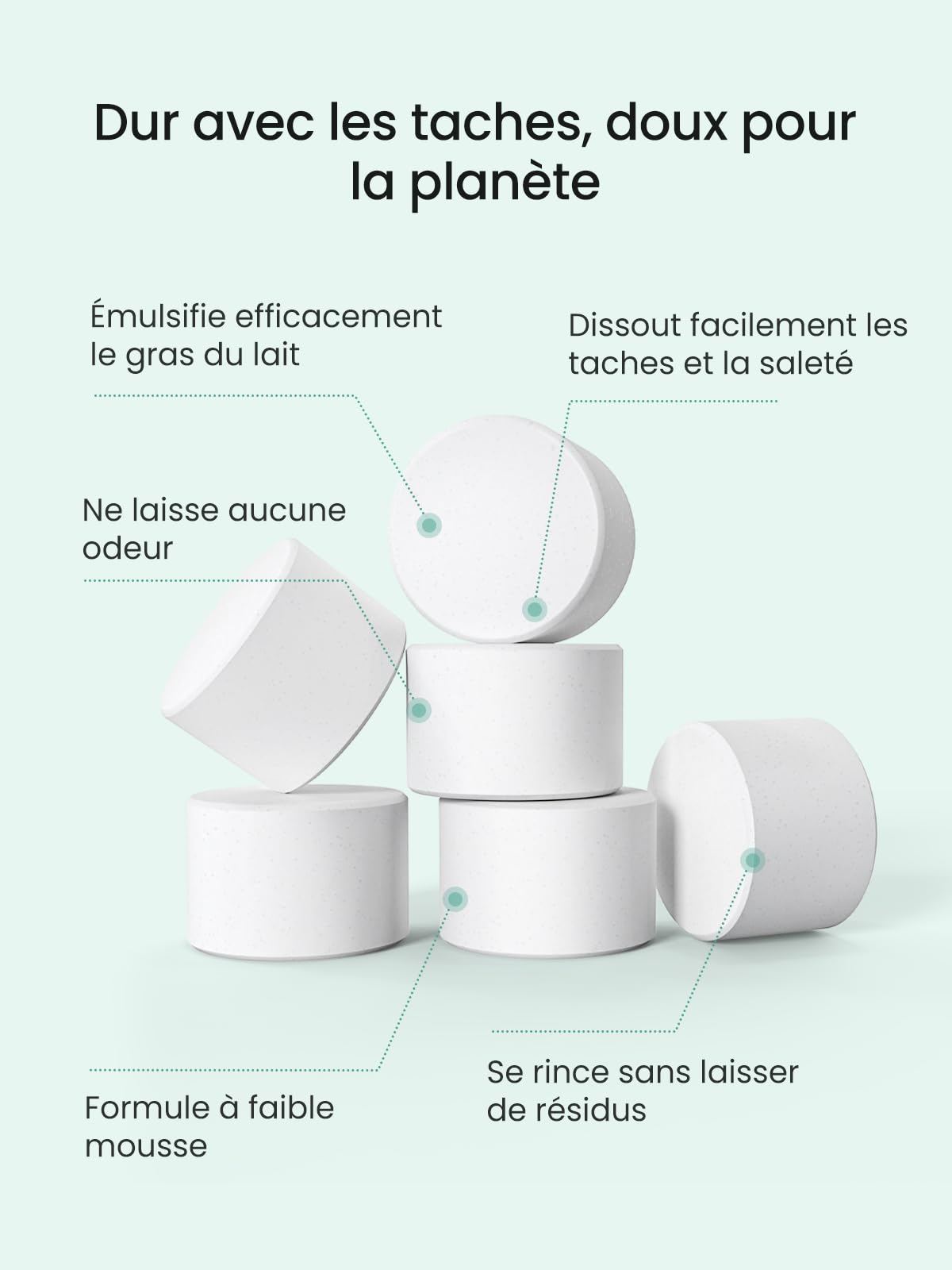 Grownsy Bloc Nettoyant pour Biberons, Compatible Avec le Lave Biberons Momcozy/Baby Brezza, Lot de 130 Tablettes de Nettoyage, Sans Parfum et Sans Danger pour Les Bébés