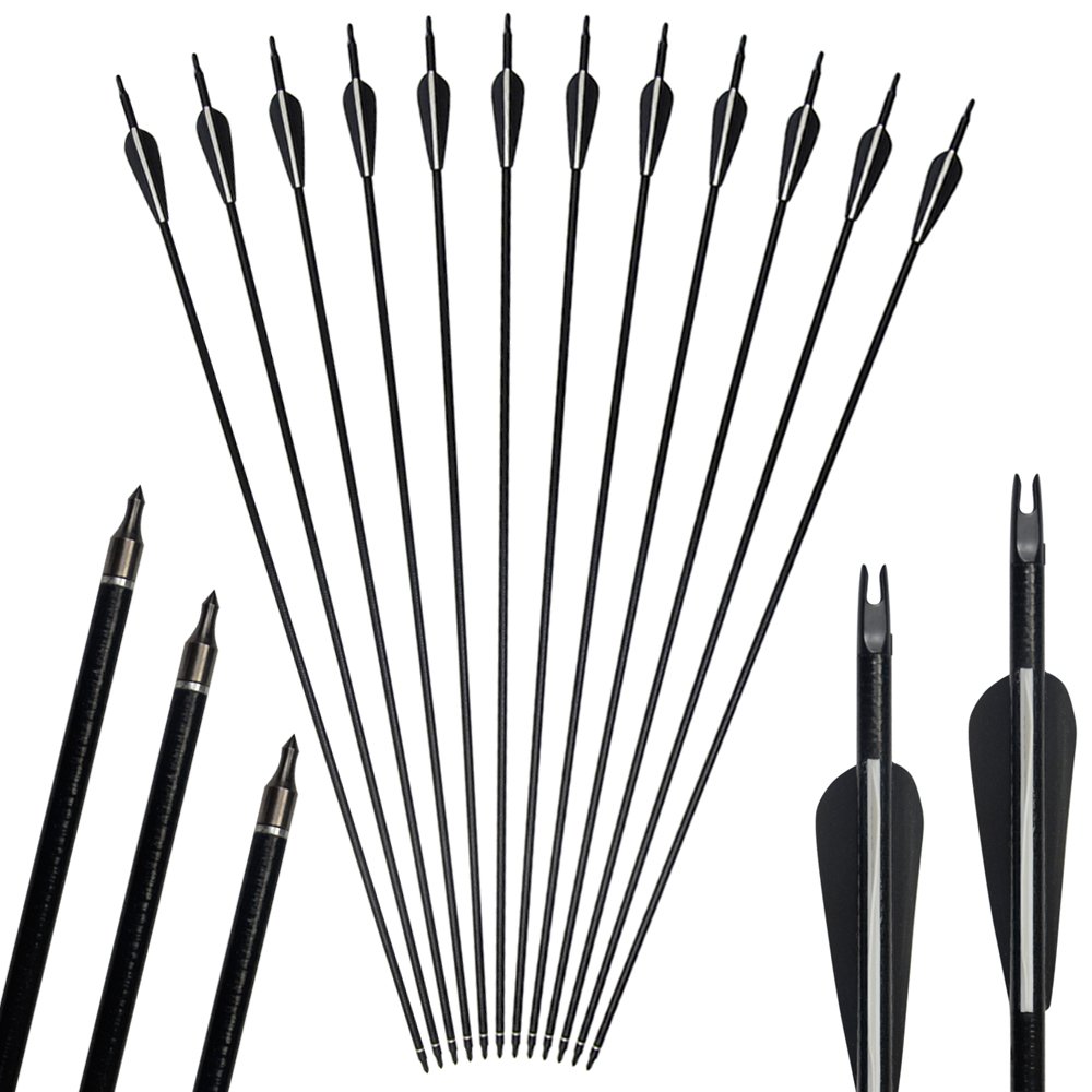 12Pcs Archey Arrows Fiberglass 31inch Hunting Target Adult Replacement Screw-in Recurve Compound Bow