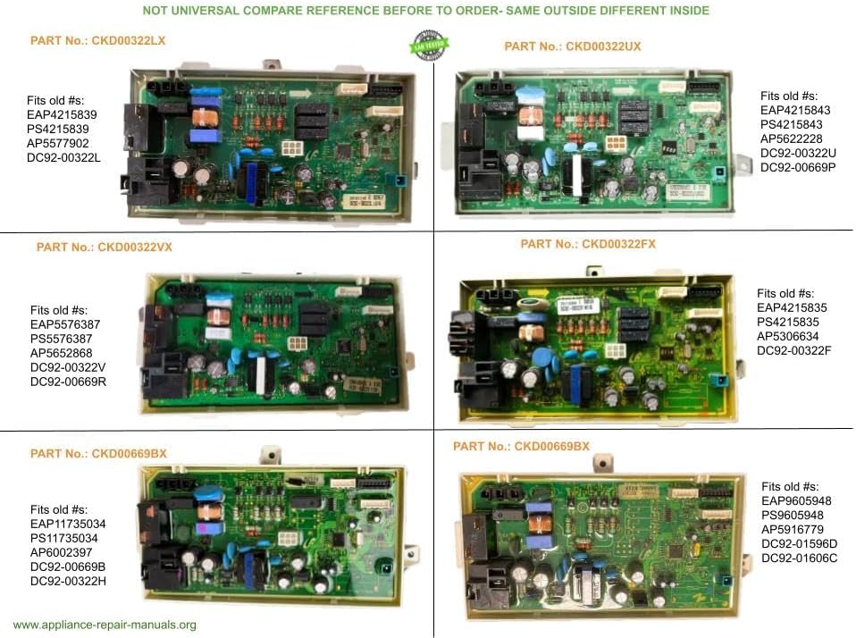 DC92-00322F CKD00322FX compatible with Sams. Dryer Control Board fits old #s DC92-00322F