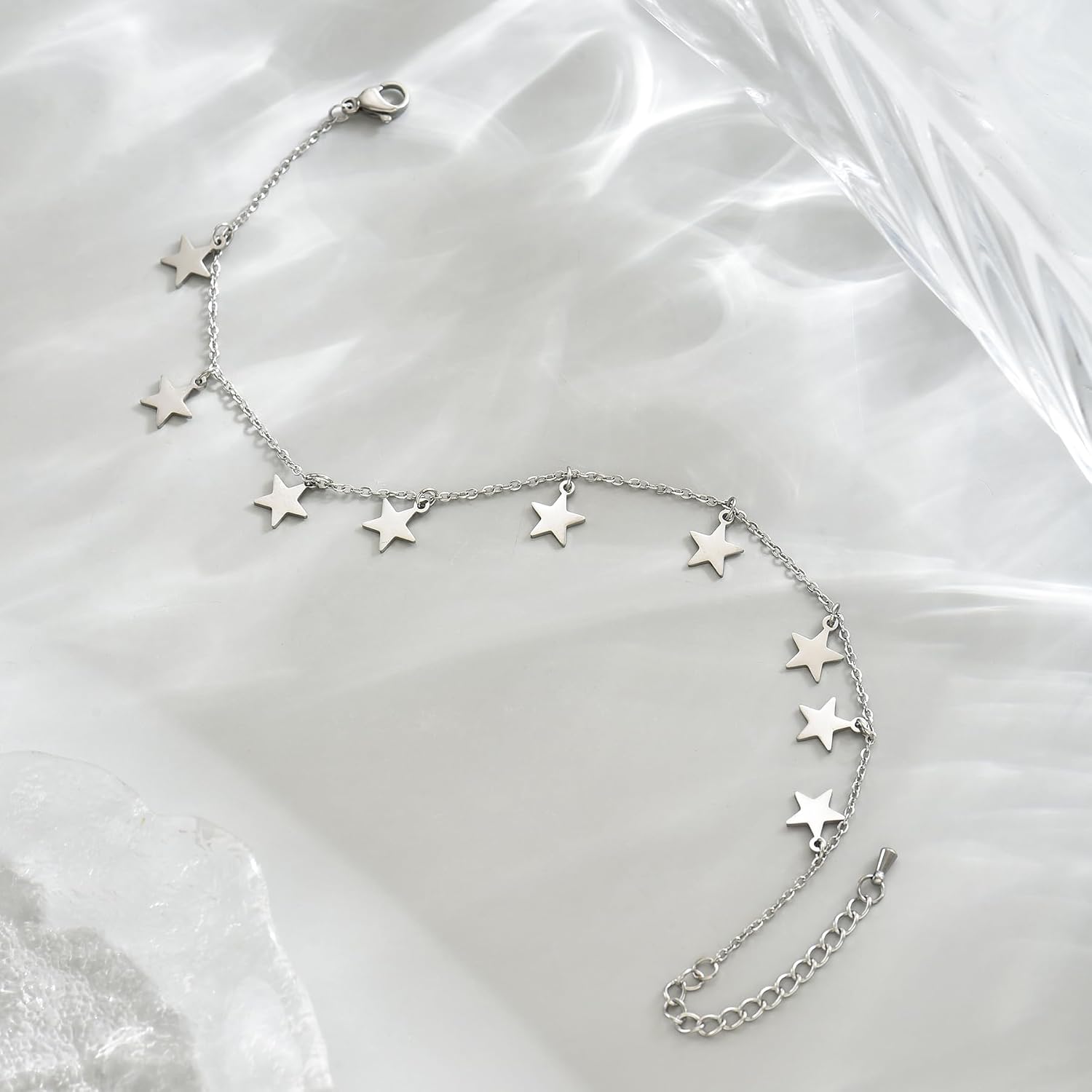 18K Gold Plated Anklets for Women Dainty Non Tarnish Ankle Bracelets Cuban Link Chain Anklets Layered Heart Beads Rhinestone Anklet Trendy Foot Jewelry