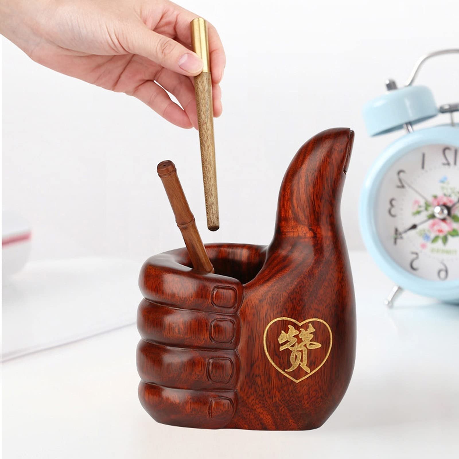Porte-Stylo Support de Stylo Papeterie Bois de Rangement boîte de Rangement rétro Titulaire de Bureau de Style Chinois de Style Chinois Pot à pinceaux(C)