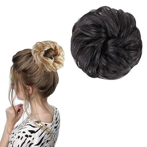 Miniatura 1 de 1 extensión de pelo desordenado con coletero rizado, ondulado, desordenado, sintético para mujeres, postizo en forma de dona ondulado sintético