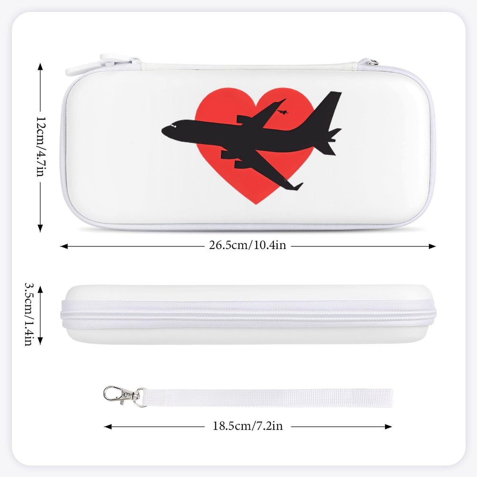 Airplane with Heart Compatible with Switch Carrying Case Hard Travel Game Bag Pouch with 15 Games Accessories White-style