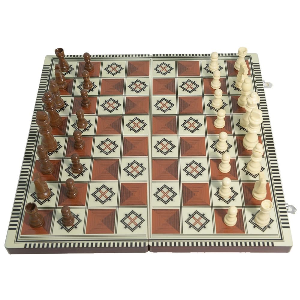 Magnifique Jeu d'échecs en Bois 3 en 1 fabriqué à la Main échecs