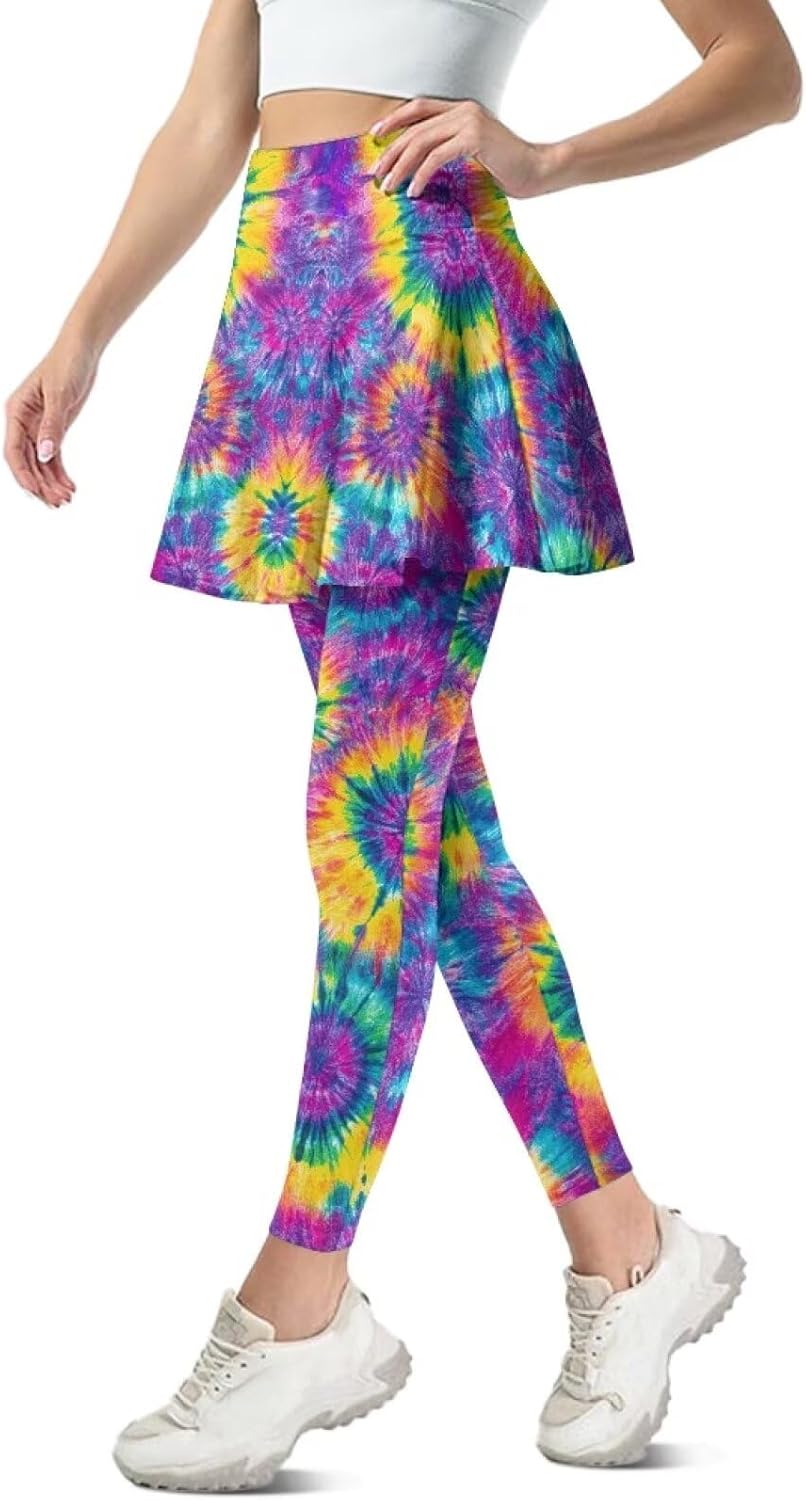 Skirted Leggings for Women Athletic Yoga Skirted High Waist Yoga Leggings with Skirts for Sports