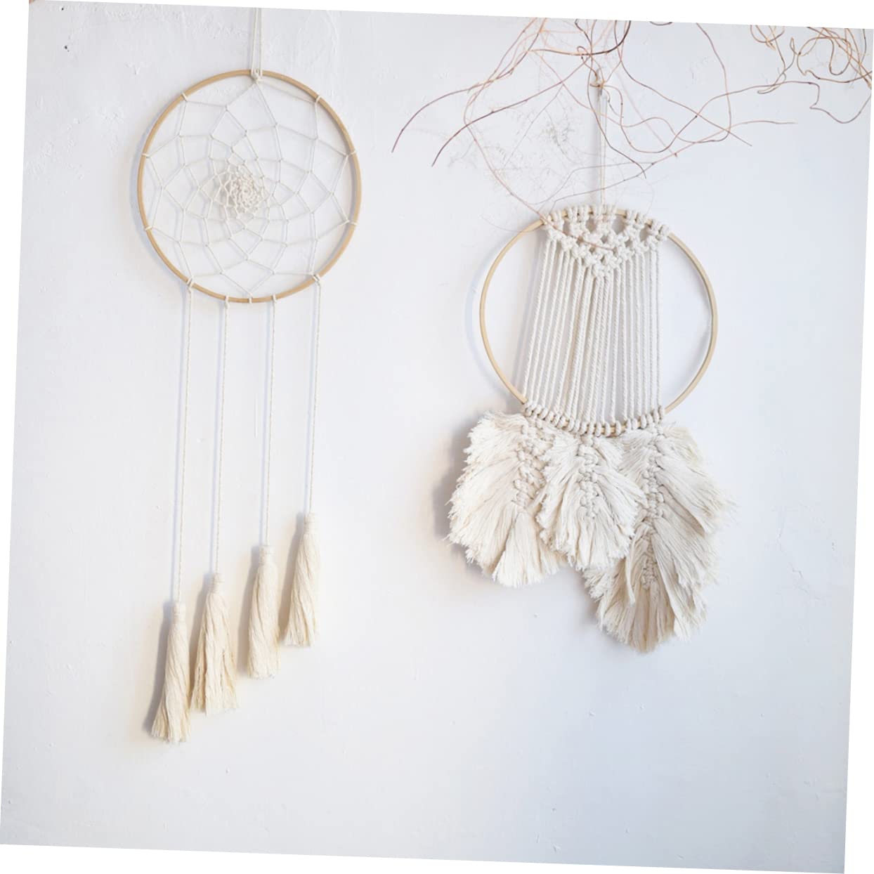 Cabilock DIY Dreamcatcher Ring Kit 15pcs Bamboo Rings Creative Wall Hanging Dreamcatcher Accessory