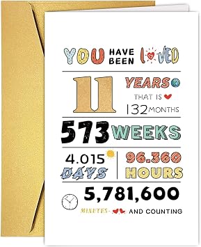 Cute 11th Birthday Card for Boys Girls, Ideal eleven Year Old Birthday Card Gift for Son Daughter Grandson Granddaughter, Happy Birthday Card for 11 Years Old Children, 11Th Birthday Decoration