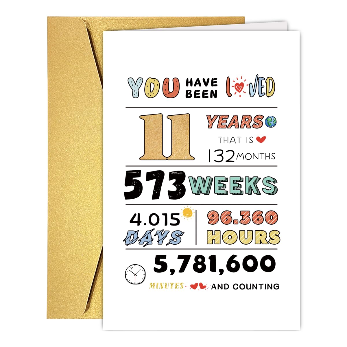 Cute 11th Birthday Card for Boys Girls, Ideal eleven Year Old Birthday Card Gift for Son Daughter Grandson Granddaughter, Happy Birthday Card for 11 Years Old Children, 11Th Birthday Decoration