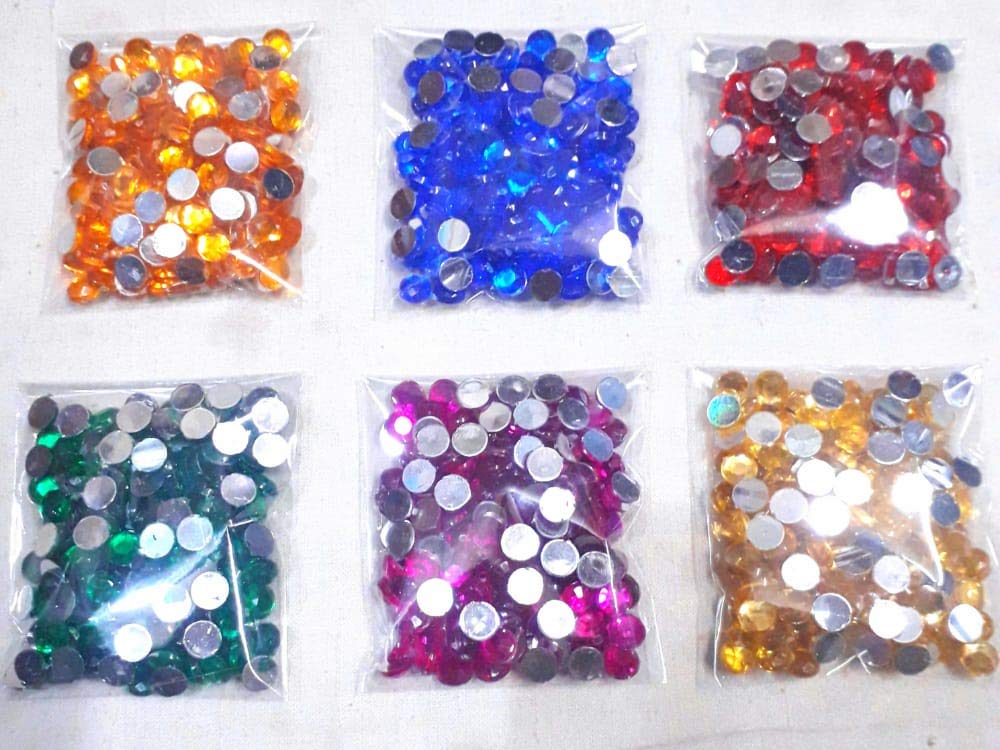 Crafteez Round Shaped Kundan Stones for Jewellery Making,Embroidery and Craft Works (Multicolour, Pack of 1200Pcs) Each Color 200Pcs 6MM