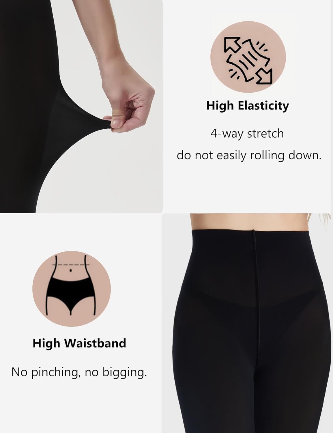 DUCMODA Women's Convertible Dance Performance Tights, Semi-Opaque Ultra-Soft Transition Ballet Stockings for Women and Girls - Image 3