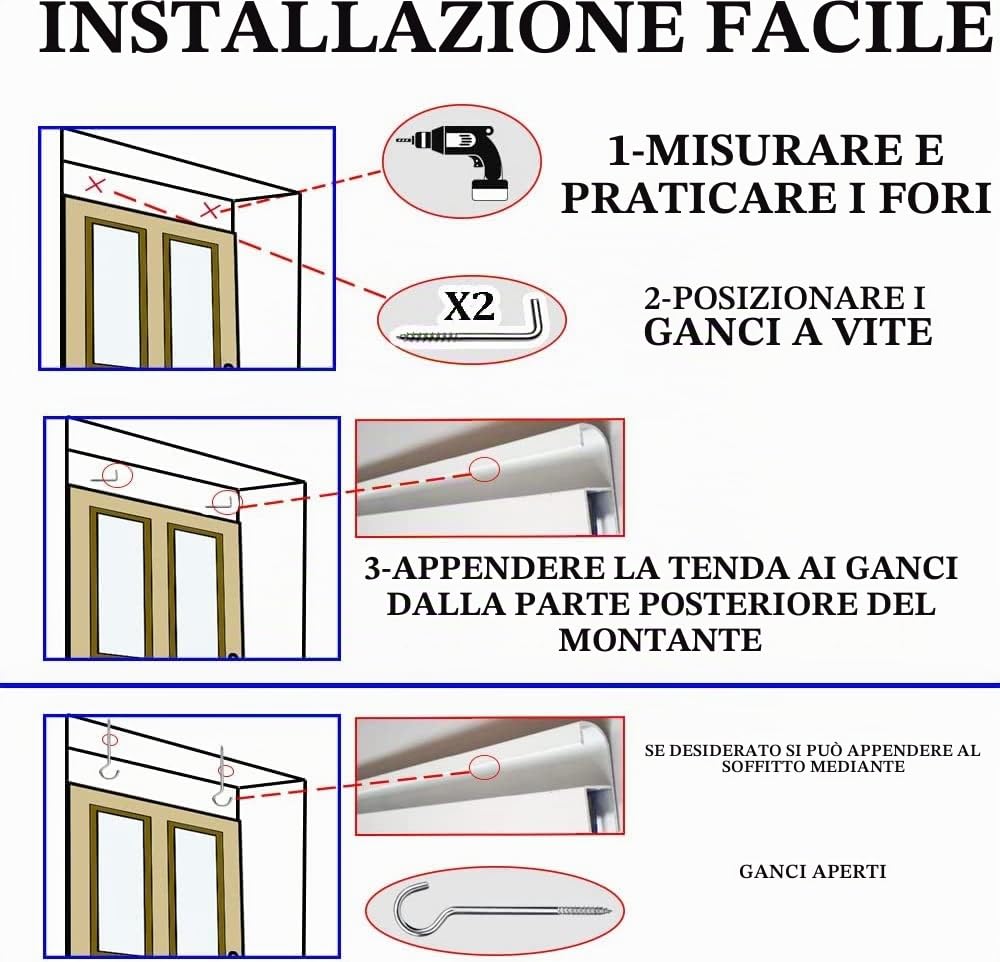 Tenda esterna con cordino marrone e beige per porte anti insetti | Pertoni TENDE (larghezza 120 x 230 cm (lunghezza)