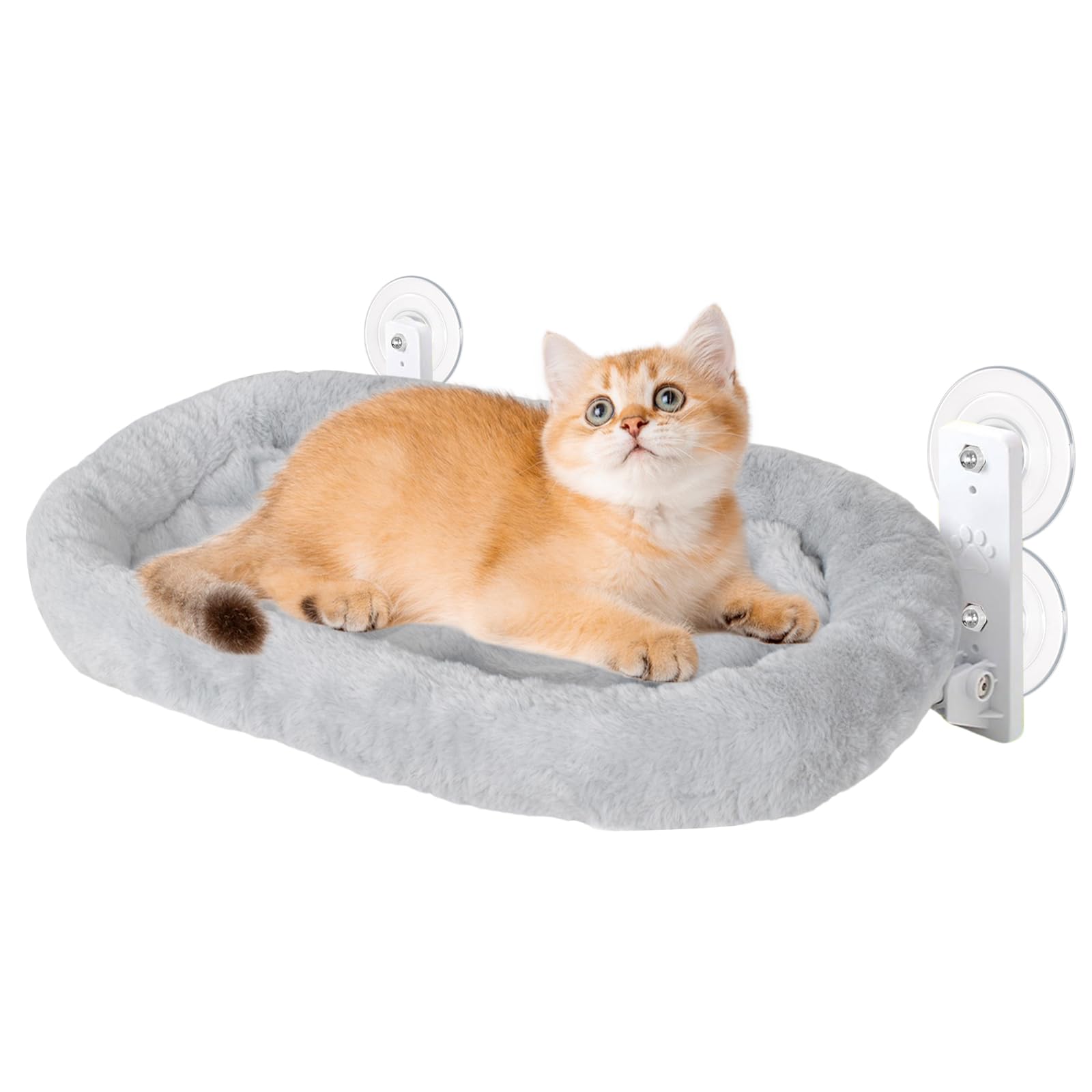 Hamac à Fenêtre pour Chats, Perchoir Chat Transat Étagère avec Ventouses Puissantes et Tapis Soft, Lit Suspendu pour Chat, Sac de Couchage pour Chat Idéal pour Explorer et Détente– 52 x 30 cm (gris)