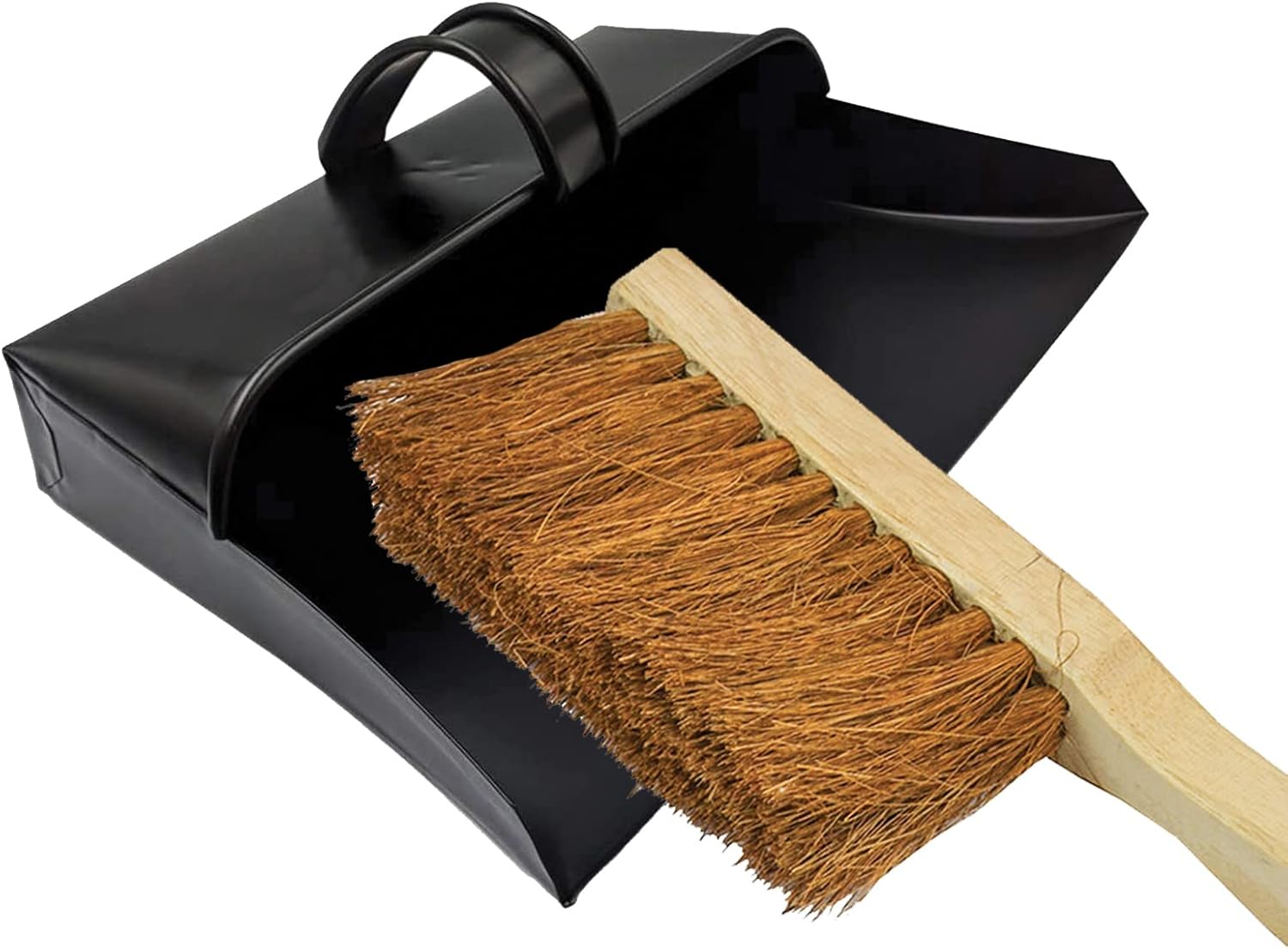 Large Metal Dustpan and Soft Brush Heavy Duty Wide Industrial Design