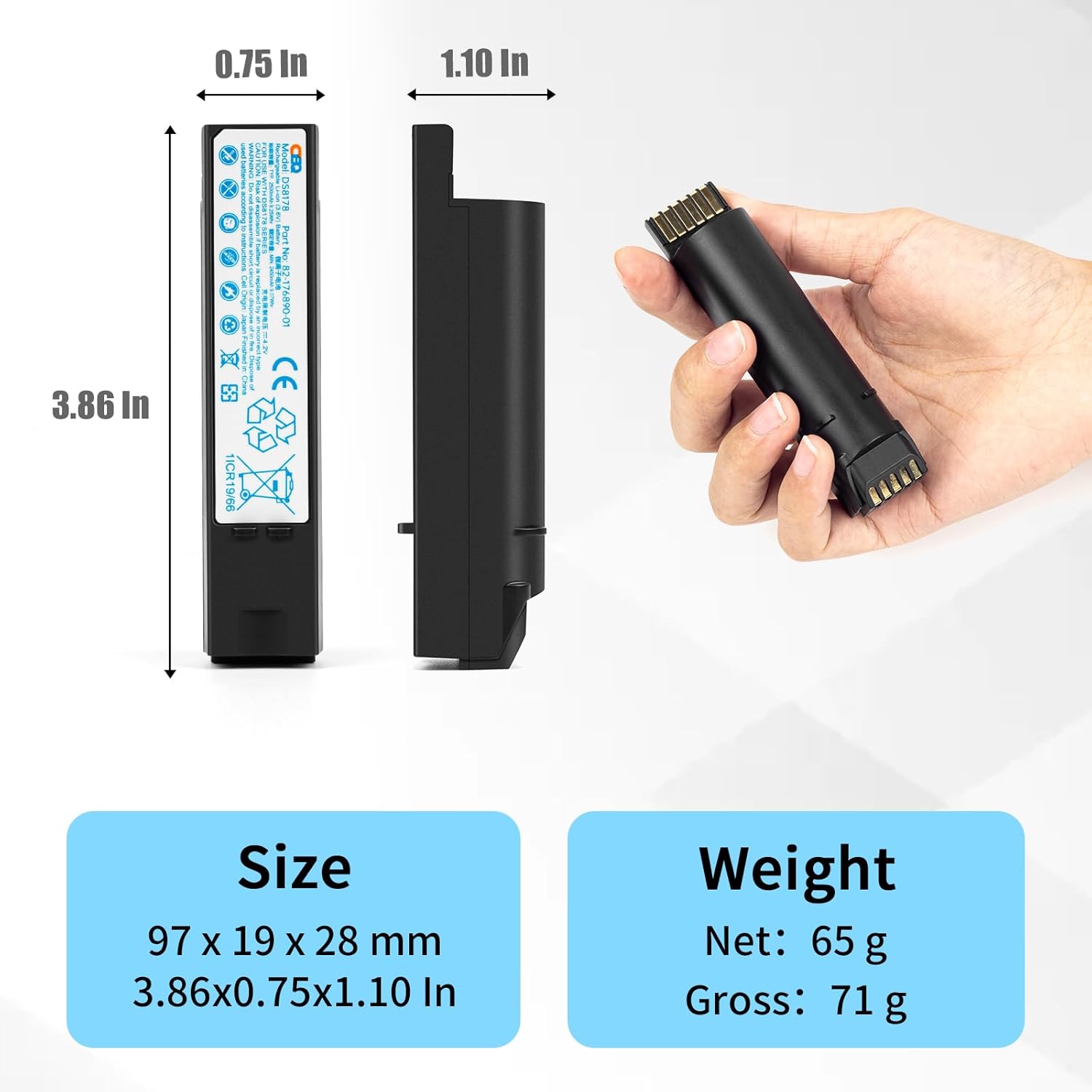 CBQ 82-176890-01 Replacement Battery, for Zebra DS8178 DS8100 DS8170 DS6878-SR AS-000231 CR8178-SC BTRY-DS81EAB0E-00 71-176890-01 Handheld Barcode Scanner Lithium-ion Battery 1PCS