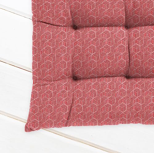 Image of Cotton Shell with Mixed Fiber Filled Printed Chair Cushion - Red Octagon (Pack of 1)