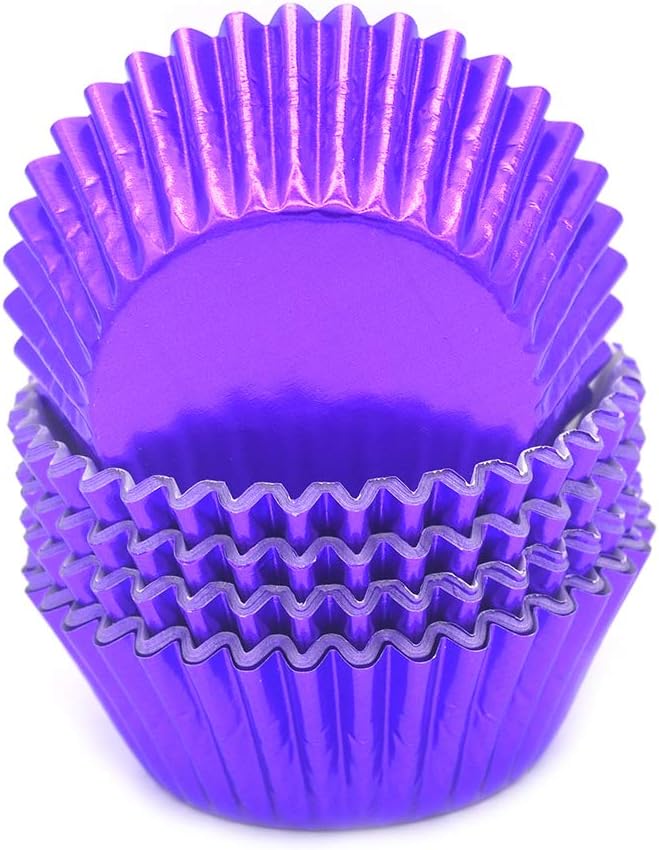 – Standard Purple Foil Cupcake Cases Liners Muffin Baking Cups for Party and More, 100-Count