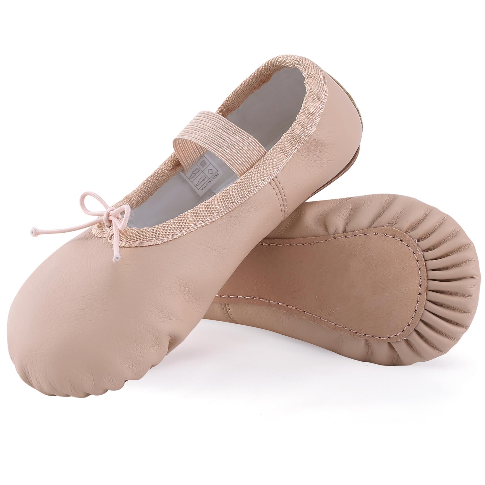 ZDQ Ballettschuhe Ballettschläppchen Mädchen Tanzschuhe Damen Gymnastikschuh mit Ganze Ledersohle für Kinder Erwachsene Gr.22-44