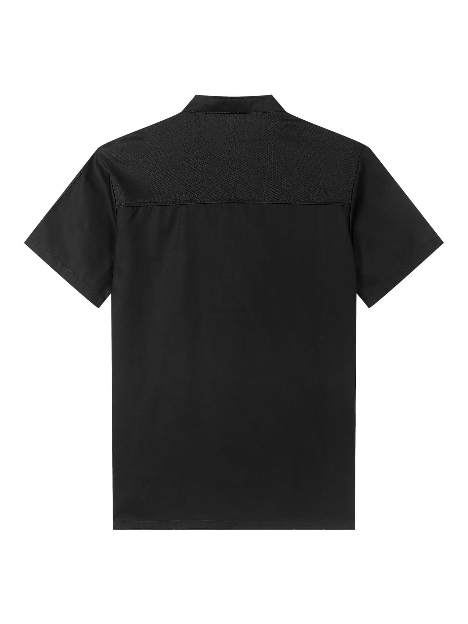 MSemis Unisexe Veste de Cuisine Professionnel Uniforme Manche Courte Blouse De Travail Col Mao Veste de Chef Chemise de Travail Eté pour Cuisinier Serveur Hôtel M-4XL