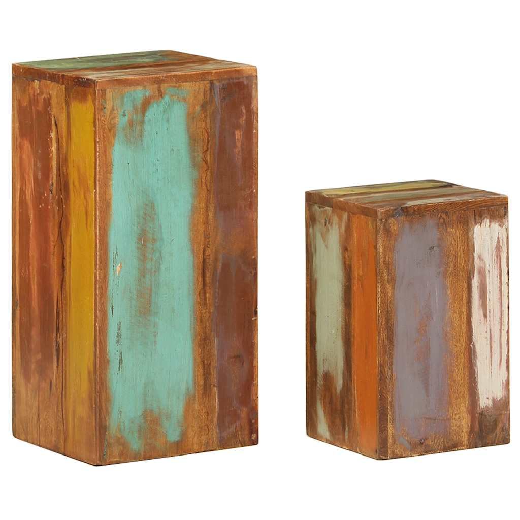 vidaXL Pflanzenständer 2 Stk., Blumenständer Holz für Wohnzimmer, Blumensäule Deko, Blumenhocker Dekosäule Beistelltisch, Altholz Massiv