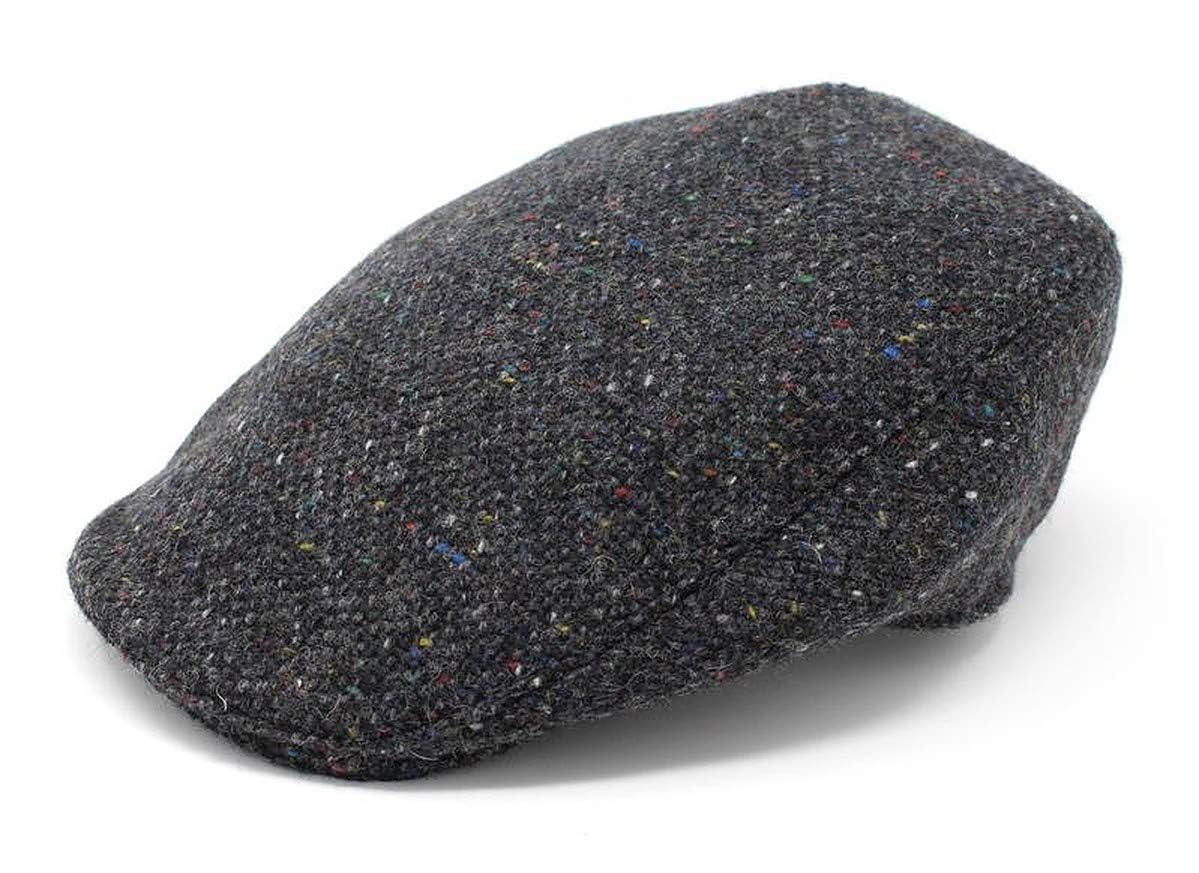 Hanna Hats Men's Donegal Tweed Donegal Touring Cap (Charcoal Fleck, XLarge)