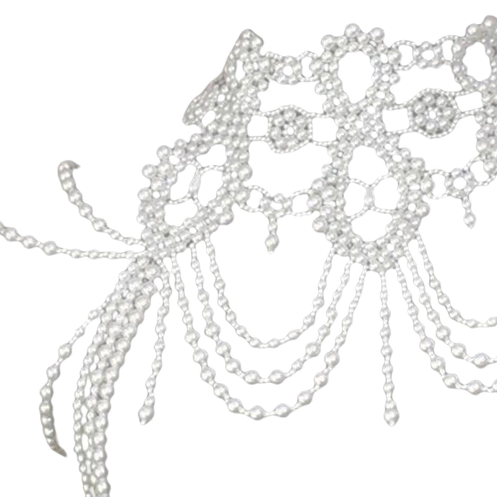 Schulterkette Rhinstein Perlen Choker Halskette Schmuck aus Kunstvoll Gefertigtem Kristall Und Perlen für Hochzeit Verlobung Casual Mode Schwimmbad