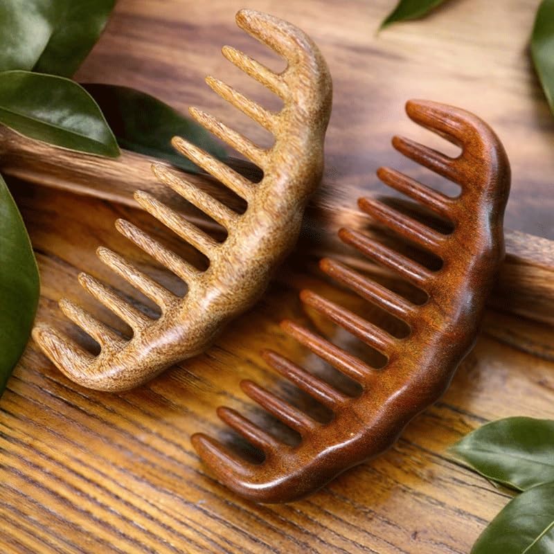 Wood Comb Cloud Shaped Wide Toothed for Massaging Theead Made of Solid