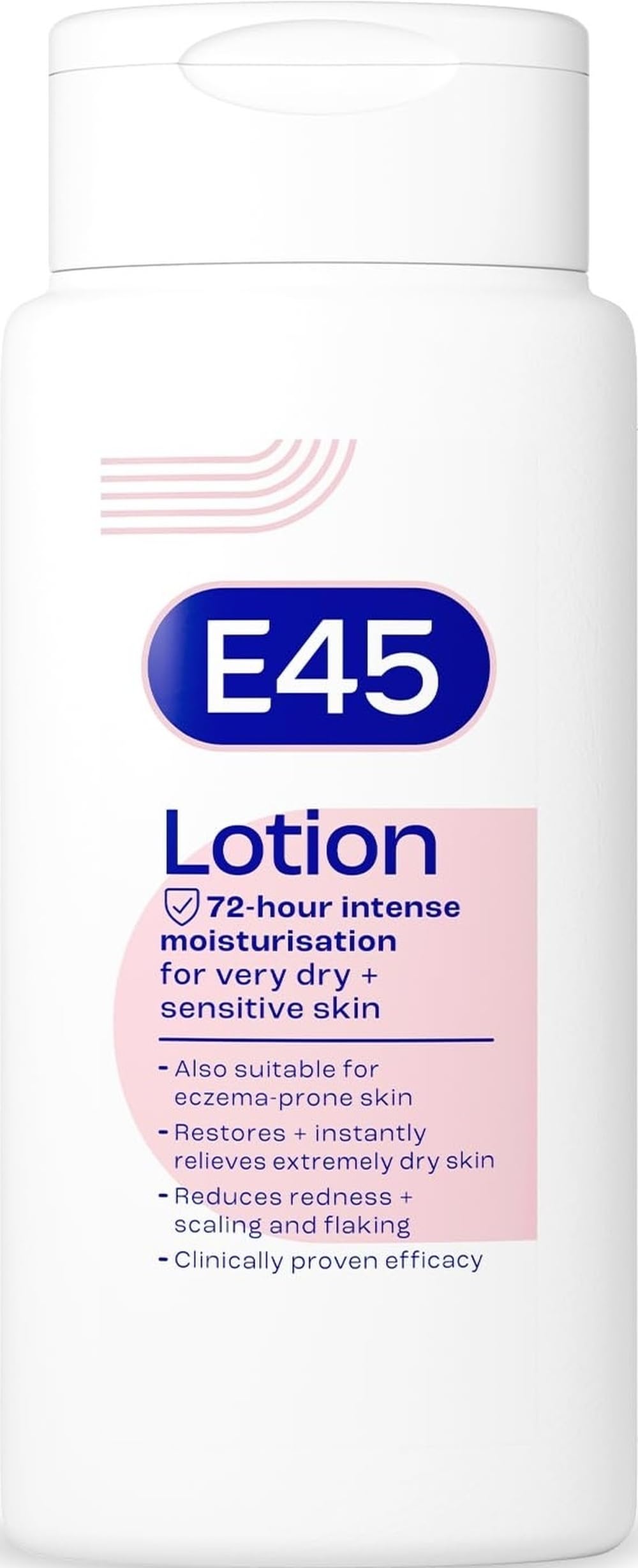 E45 Moisturising Lotion 200 ml, Daily Body Moisturiser for Dry & Sensitive Skin, Long-Lasting Hydration to Soothe, Protect & Restore Softness