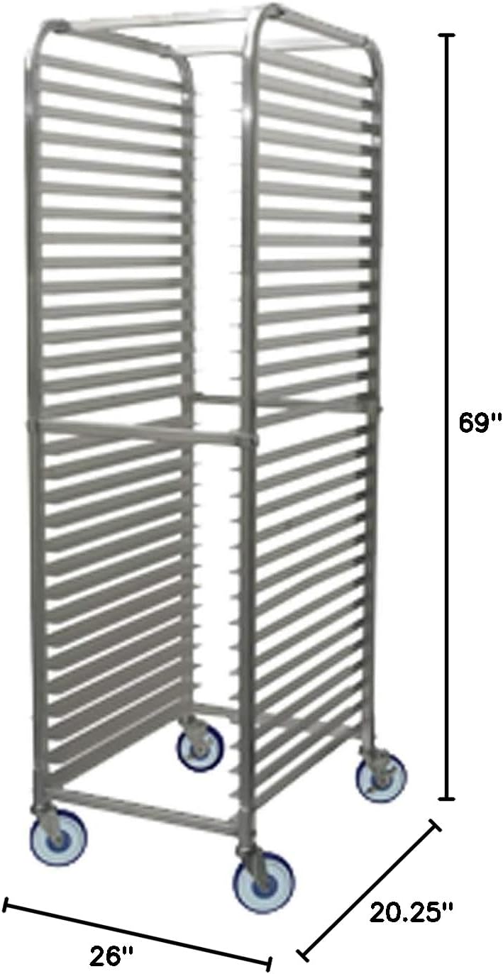 Winco Aluminum Sheet Pan/Bun Rack, 2" Spacing with Brake, 30 Tier - Image 2