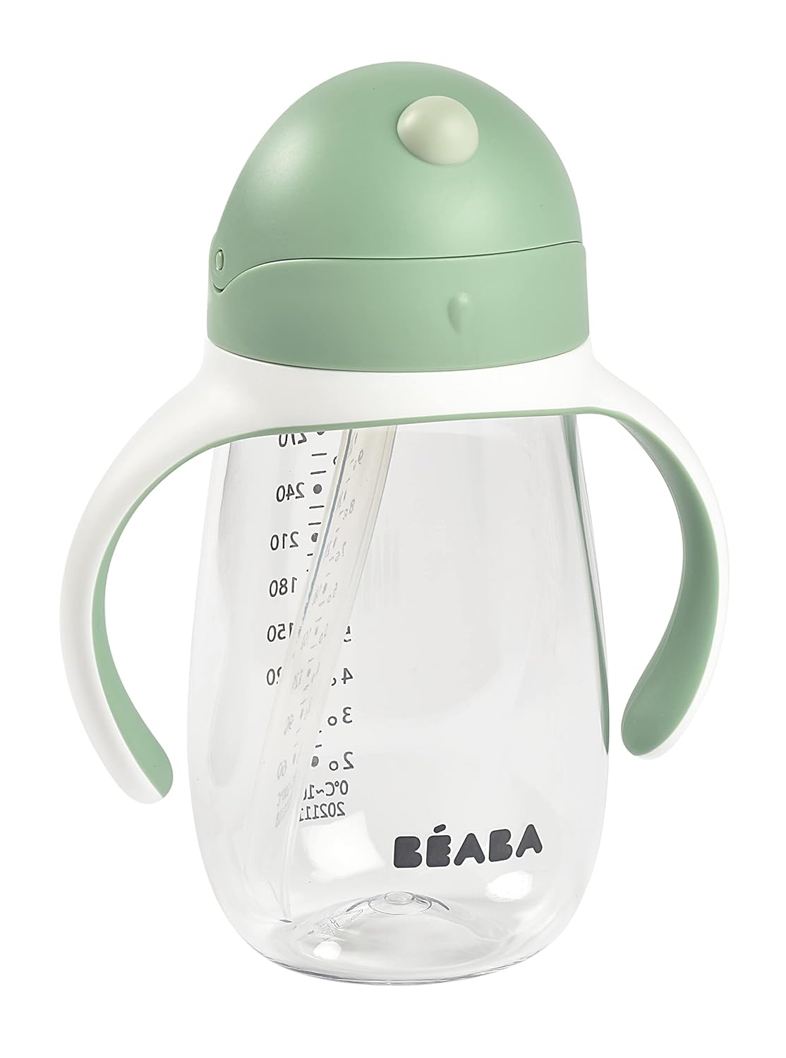 Beaba Straw Sippy Cup, Toddler Baby Straw Cup with Removable Handles, Leak and Spill Proof, BPA Phthalate Free, 8+ Months, 10 oz, (Sage) - Image 2