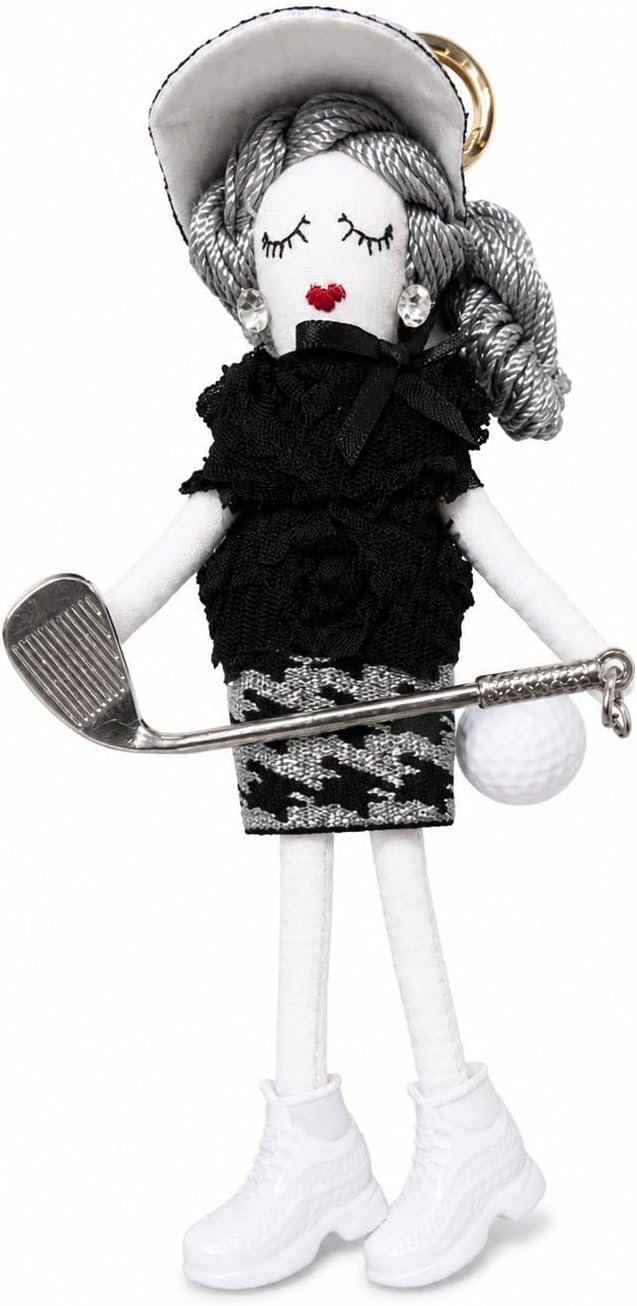 Golf Bag Charm Cute Handmade Golfer Doll Keychain, Gift for Women
