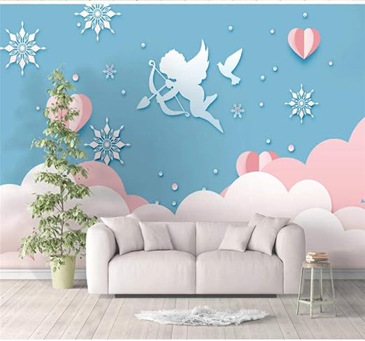 Amazon カスタム3d壁紙壁画かわいいロマンチックな子供の部屋の背景の壁の室内装飾の絵画 150cm 105cm 壁紙