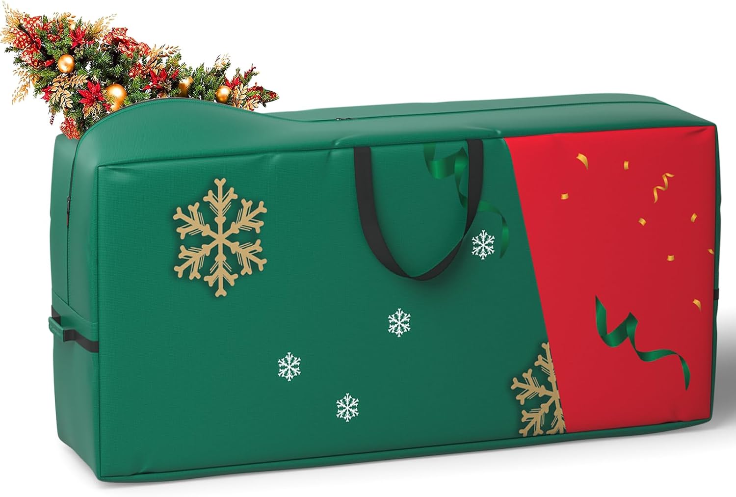 christmas tree storage bag, 9ft, heavy duty christmas tree storage container- 600d polyester oxford, dual zippers and reinforced handles xmas tree storage bags green 9 ft